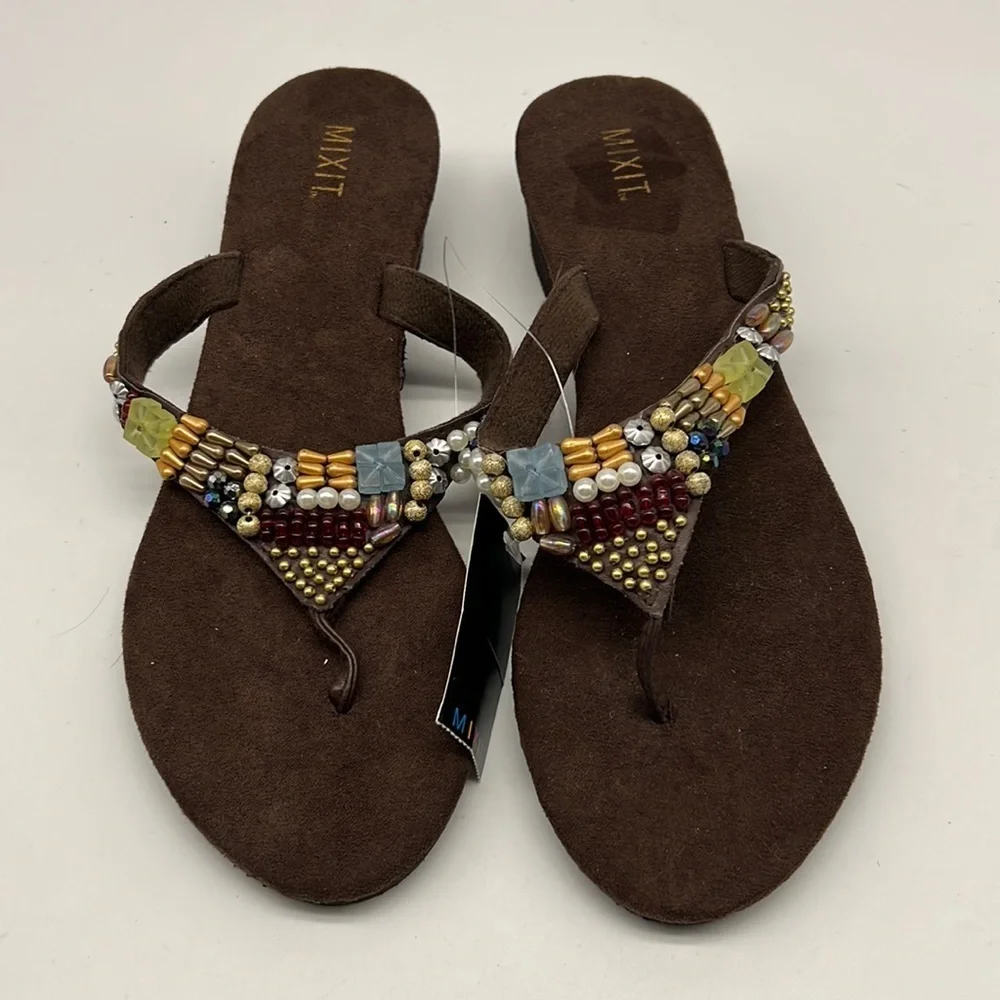 Mixit Brown Sandals with Wedge Heel size 9 NWT